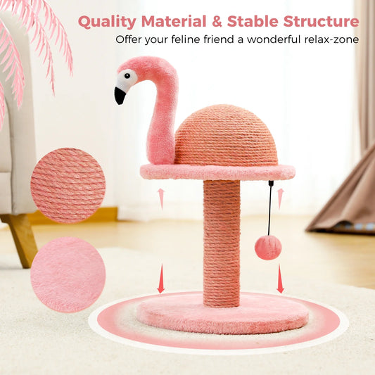 PAWZ Road 19" Cat Scratching Post Flamingo Sisal Claw Scratcher Post for Small Cat, Pink
