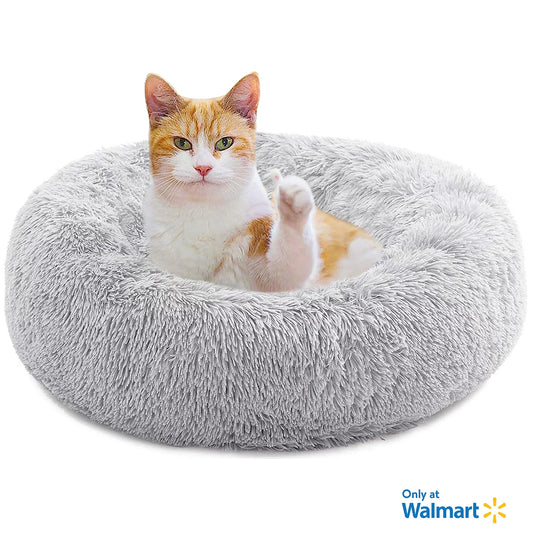 Nisrada Calming Donut Dog Bed Anti-Anxiety, Self Warming, Cozy Soft Plush Round Pet Bed, Ideal for Both Home & Travel, 20"L x 20"W x 8"H