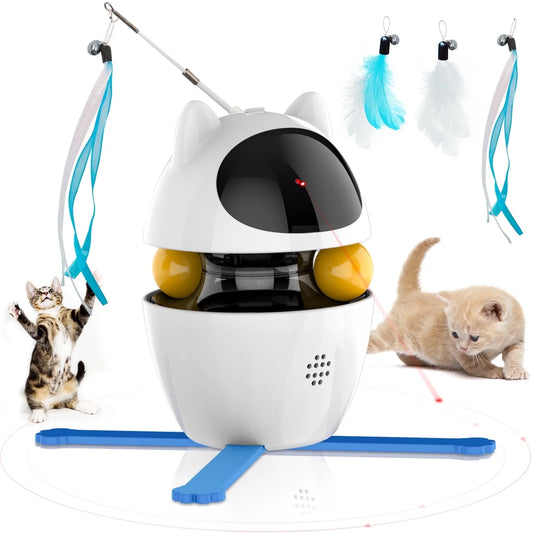 Cornmi Automatic Cat Toy Interactive for Indoor, 3 in 1 Cat Interactive Laser Feather Toys Breed