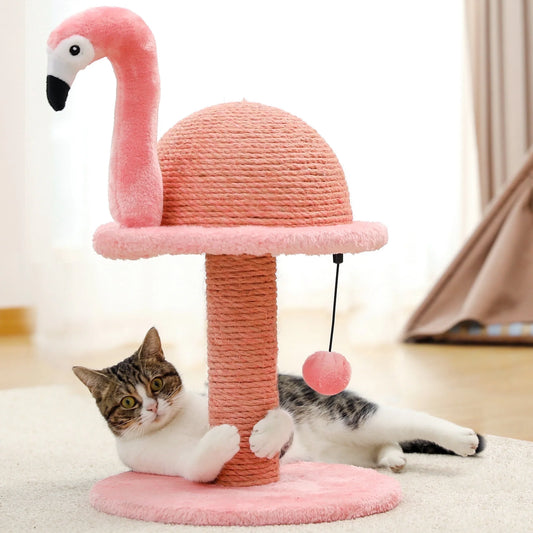 PAWZ Road 19" Cat Scratching Post Flamingo Sisal Claw Scratcher Post for Small Cat, Pink