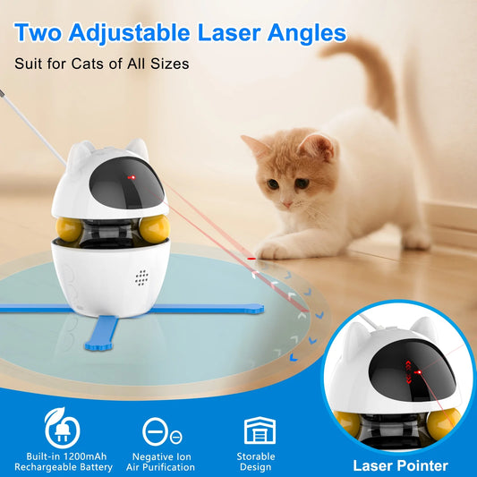 Cornmi Automatic Cat Toy Interactive for Indoor, 3 in 1 Cat Interactive Laser Feather Toys Breed